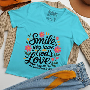 God’s Love Floral V - Neck - Tithe The Day LLC