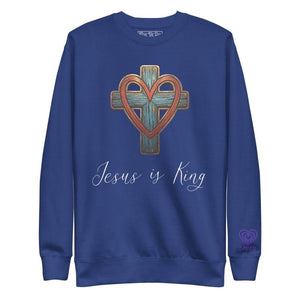 Jesus is King | Cross & Heart Sweatshirt - Tithe The Day LLC