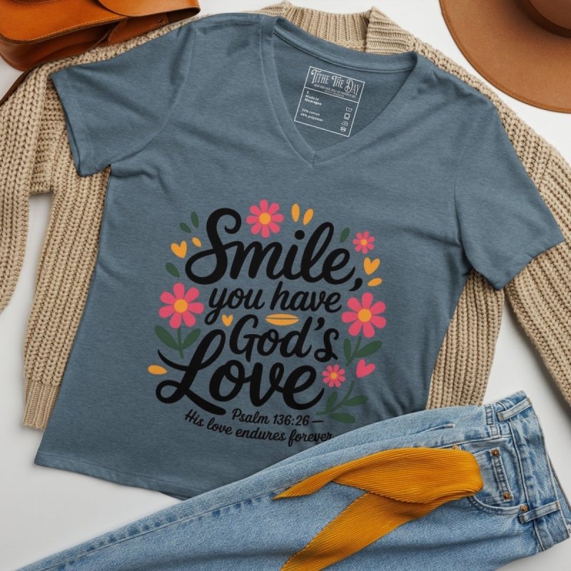 God’s Love Floral V - Neck - Tithe The Day LLC