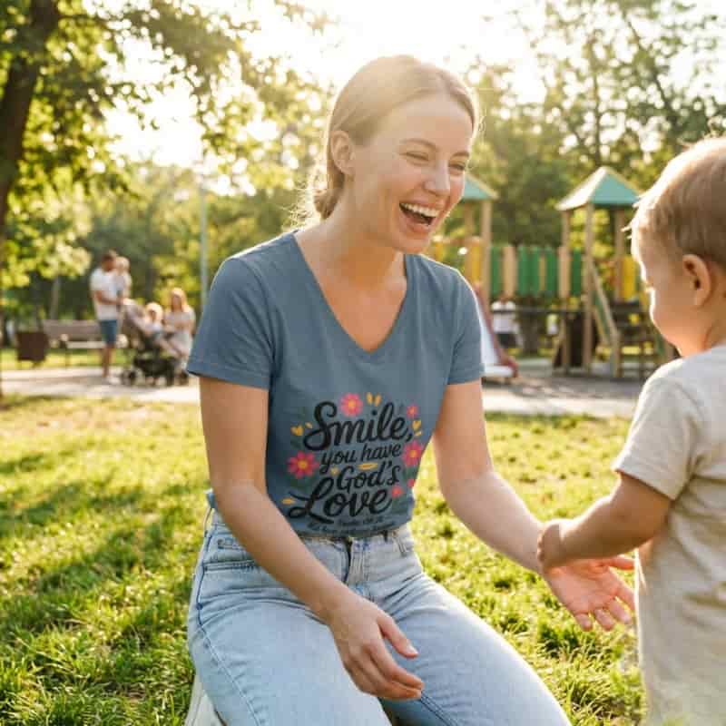 God’s Love Floral V - Neck - Tithe The Day LLC
