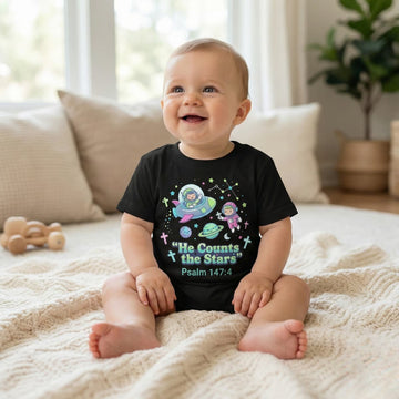"He Counts the Stars" Christian Space Baby Jersey T-Shirt