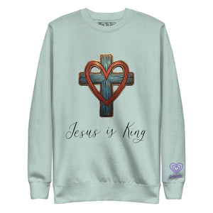 Jesus is King | Cross & Heart Sweatshirt - Tithe The Day LLC