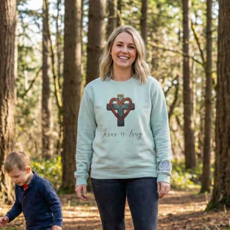 Jesus is King | Cross & Heart Sweatshirt - Tithe The Day LLC